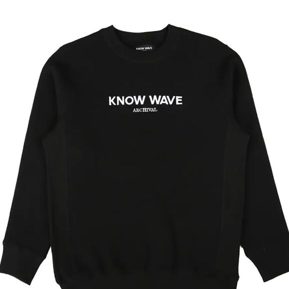 KNOW WAVE Archival Black Crewneck Sweatshirt - Picture 1 of 6